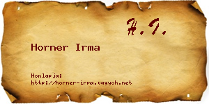 Horner Irma névjegykártya